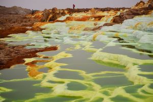 Danakil Depression green water and white depression.  Unique Ethiopia Destinations that Deserve to be on Your Bucket List. Absolute Ethiopia