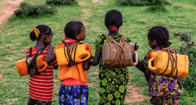 children walking ethiopia