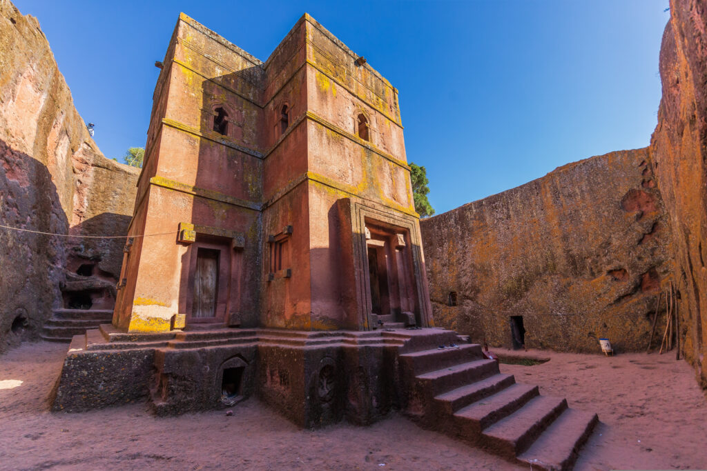 Rock-hewn Church of Saint George, Bete Giyorgis, in Lalibela, Ethiopia